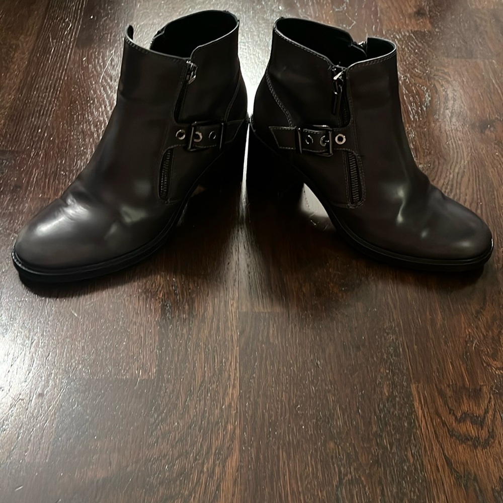 Aquatalia Gunmetal Buckle Detail Ankle Boots